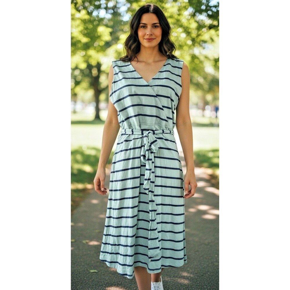 Toad & Co NEW womens sleeveless blue green stretch fit & flare dress XL active